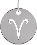 Platinum Aries Disc Necklace or Pendant