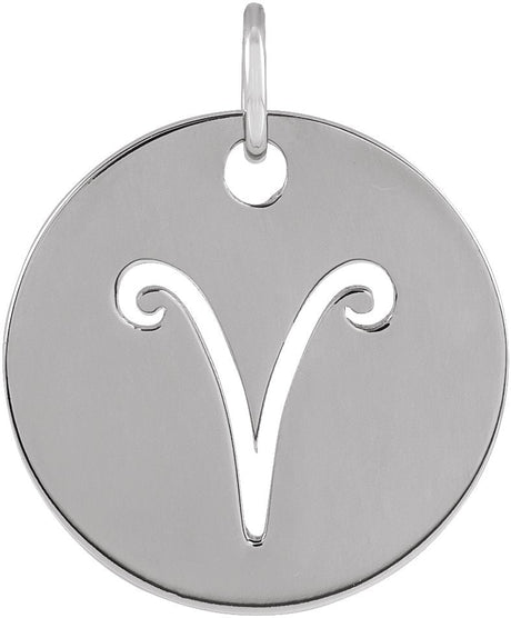 Platinum Aries Disc Necklace or Pendant