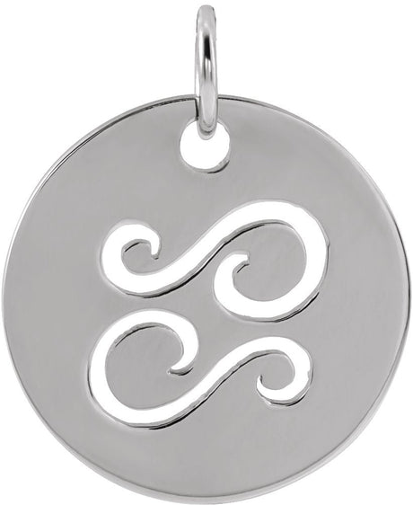 Platinum Cancer Disc Necklace or Pendant