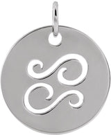14K Gold Cancer Disc Necklace or Pendant - White Gold