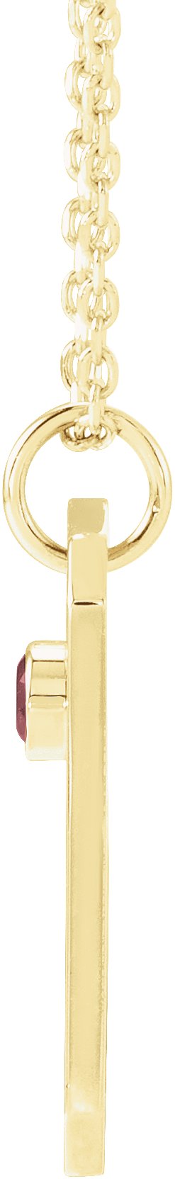 14K Gold Round Natural Mozambique Garnet & Natural Diamond Pisces Constellation Necklace or Pendant - Yellow Gold - view 4