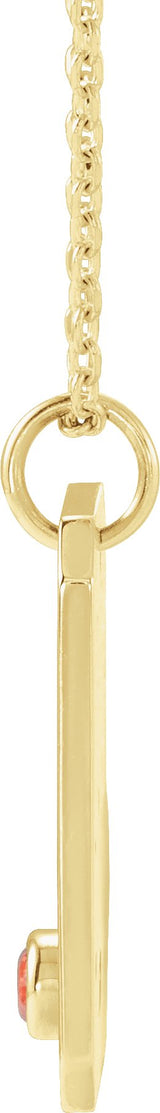 14K Gold Round Natural Mexican Fire Opal & Natural Diamond Taurus Constellation Necklace or Pendant - Yellow Gold - view 4