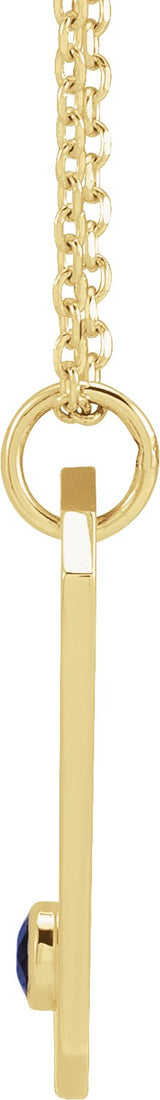 14K Gold Round Natural Blue Sapphire & Natural Diamond Capricorn Constellation Necklace or Pendant - Yellow Gold - view 4