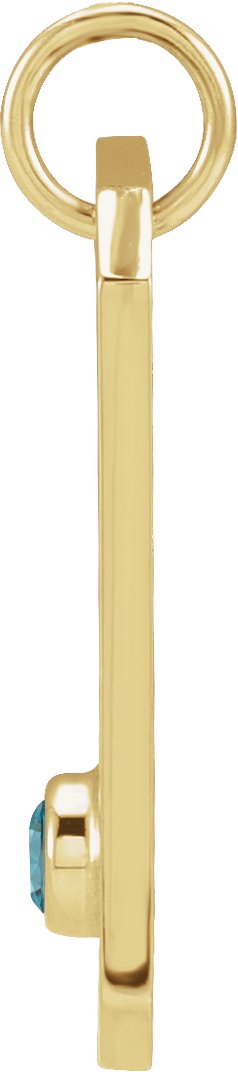 14K Gold Round Natural Blue Zircon & Natural Diamond Zodiac Constellation Necklace or Pendant - Yellow Gold - view 4
