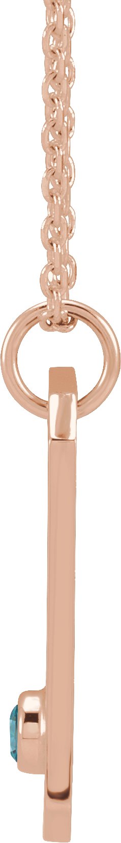 14K Gold Round Natural Blue Zircon & Natural Diamond Scorpio Constellation Necklace or Pendant - Rose Gold - view 6
