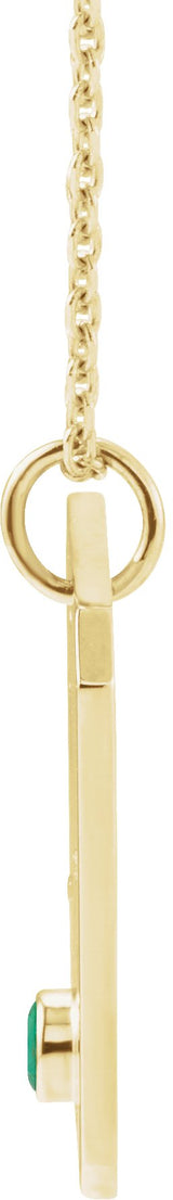 14K Gold Round Natural Emerald & Natural Diamond Aries Constellation Necklace or Pendant - Yellow Gold - view 4