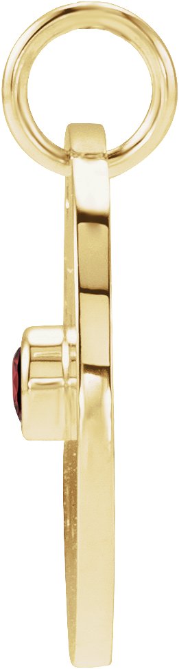 14K Gold Round Natural Mozambique Garnet Zodiac Disc Necklace or Pendant - Yellow Gold - view 4