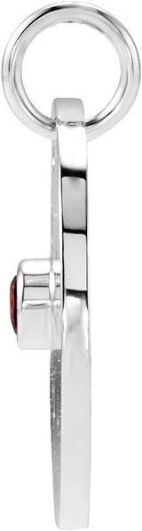 Platinum Round Natural Mozambique Garnet Zodiac Disc Necklace or Pendant - view 6