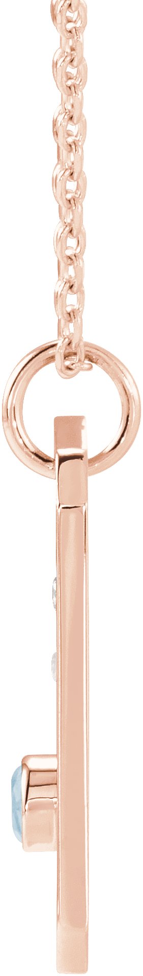 14K Gold Round Natural Aquamarine & Natural Diamond Cancer Constellation Necklace or Pendant - Rose Gold - view 6