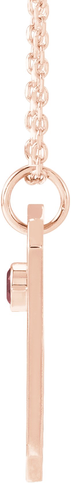 14K Gold Round Natural Mozambique Garnet & Natural Diamond Pisces Constellation Necklace or Pendant - Rose Gold - view 6