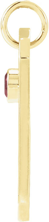 14K Gold Round Natural Mozambique Garnet & Natural Diamond Zodiac Constellation Necklace or Pendant - Yellow Gold - view 4