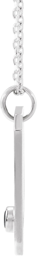 14K Gold Round Natural Black Spinel & Natural Diamond Aquarius Constellation Necklace or Pendant - White Gold - view 4
