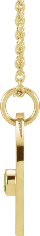 14K Gold Round Natural Peridot Gemini Disc Necklace or Pendant - Yellow Gold - view 4