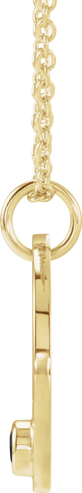 14K Gold Round Natural Black Spinel Aquarius Disc Necklace or Pendant - Yellow Gold - view 4