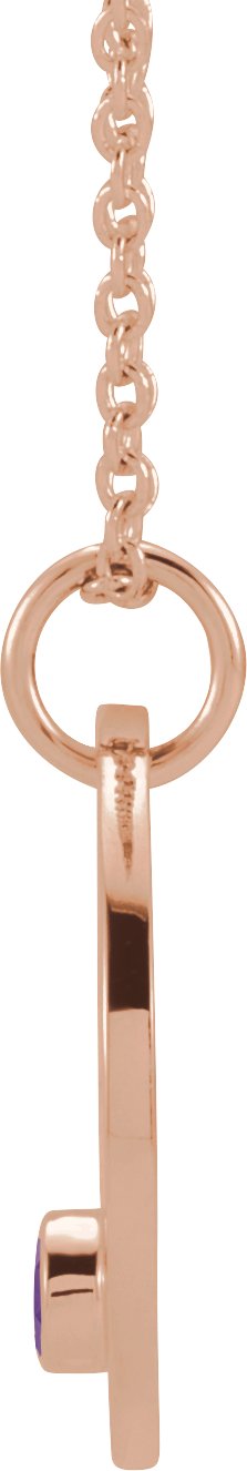 14K Gold Round Natural Amethyst Sagittarius Disc Necklace or Pendant - Rose Gold - view 6