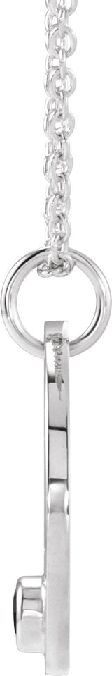 14K Gold Round Natural Black Spinel Aquarius Disc Necklace or Pendant - White Gold - view 4