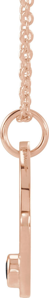 14K Gold Round Natural Black Spinel Aquarius Disc Necklace or Pendant - Rose Gold - view 6