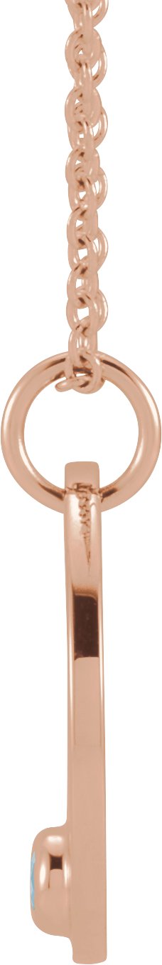 14K Gold Round Natural Aquamarine Cancer Disc Necklace or Pendant - Rose Gold - view 6