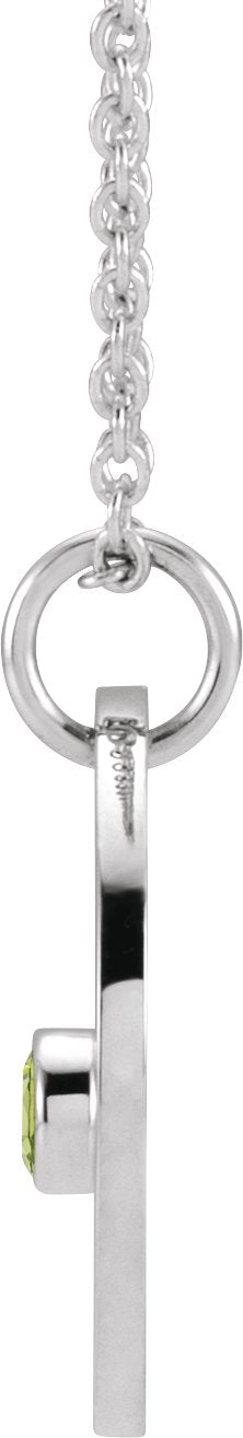14K Gold Round Natural Peridot Gemini Disc Necklace or Pendant - White Gold - view 4