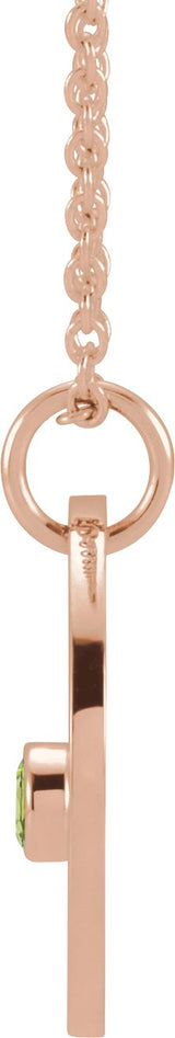 14K Gold Round Natural Peridot Gemini Disc Necklace or Pendant - Rose Gold - view 6