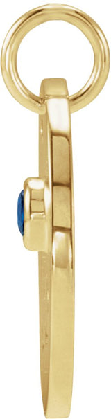 14K Gold Round Natural Blue Sapphire Zodiac Disc Necklace or Pendant - Yellow Gold - view 4