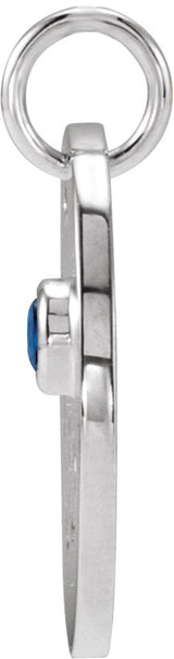Platinum Round Natural Blue Sapphire Zodiac Disc Necklace or Pendant - view 6