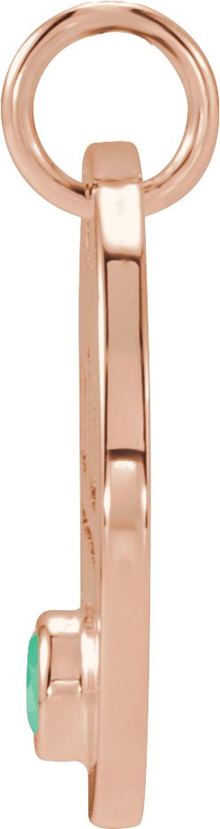 14K Gold Round Natural Green Chrysoprase Zodiac Disc Necklace or Pendant - Rose Gold - view 6