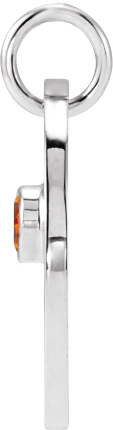 Platinum Round Natural Spessartite Garnet Zodiac Disc Necklace or Pendant - view 6