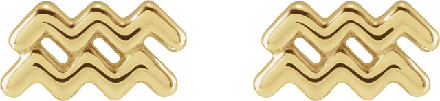 14K Gold Aquarius Earrings - view 3