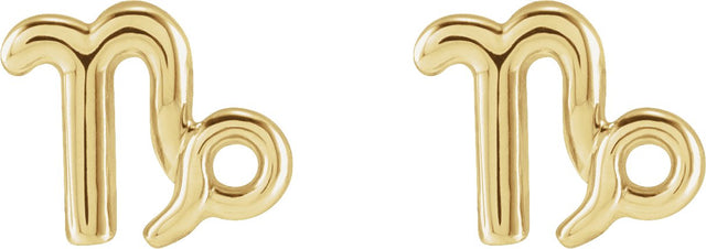 14K Gold Capricorn Earrings - view 3