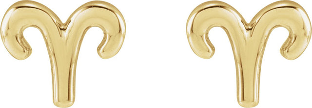 14K Gold Aries Earrings - view 3