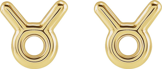 14K Gold Taurus Earrings - view 3