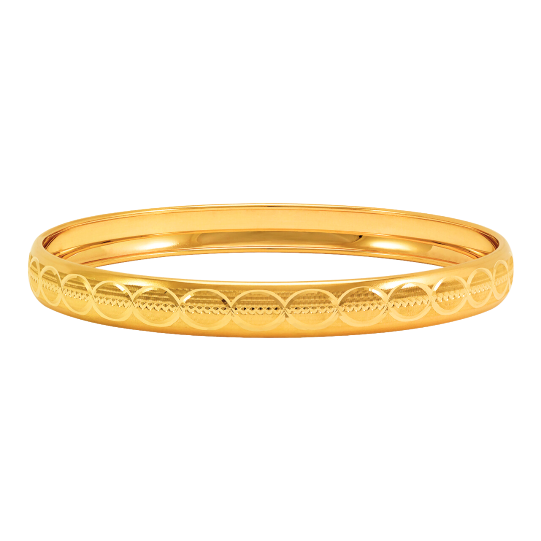 14K Solid Gold D/C Bangle
