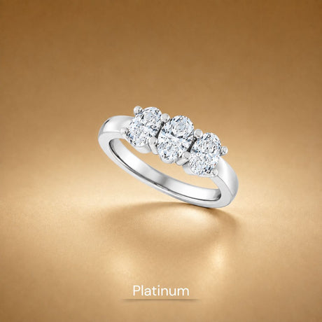Platinum three-stone diamond ring