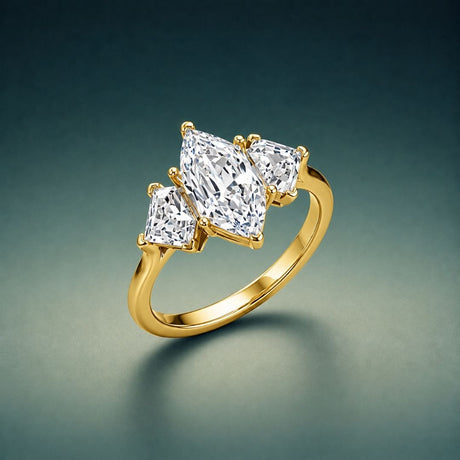 Yellow gold three-stone diamond ring