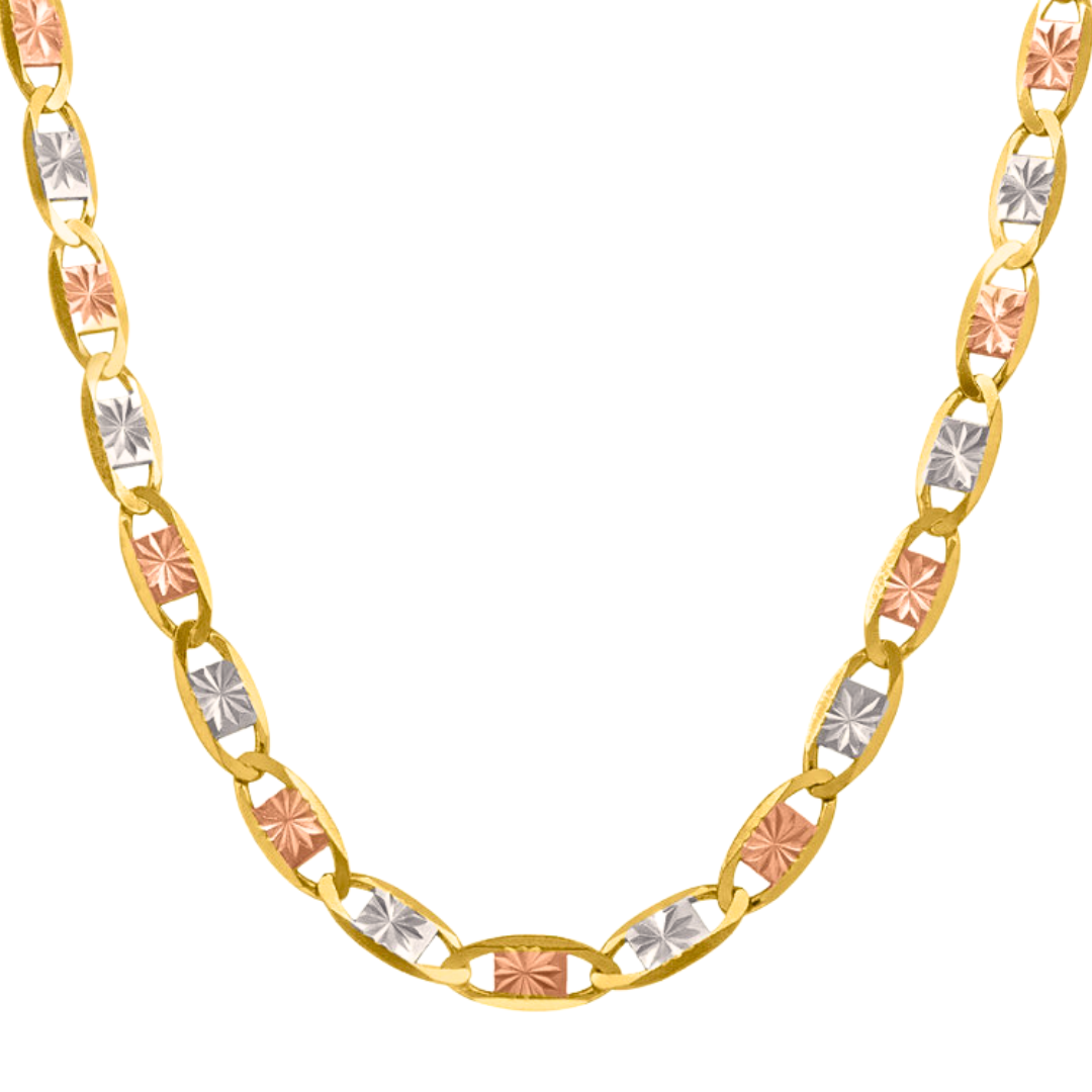 10K REAL Solid Yellow Two-Tone Gold 1.50mm-6.30mm Diamond Cut Valentino Chain