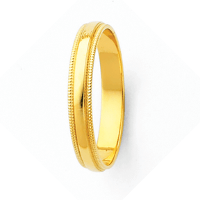 14K Gold Milgrain Regular Fit Wedding Band – 3mm to 8mm – Width 3.0mm, Color Yellow