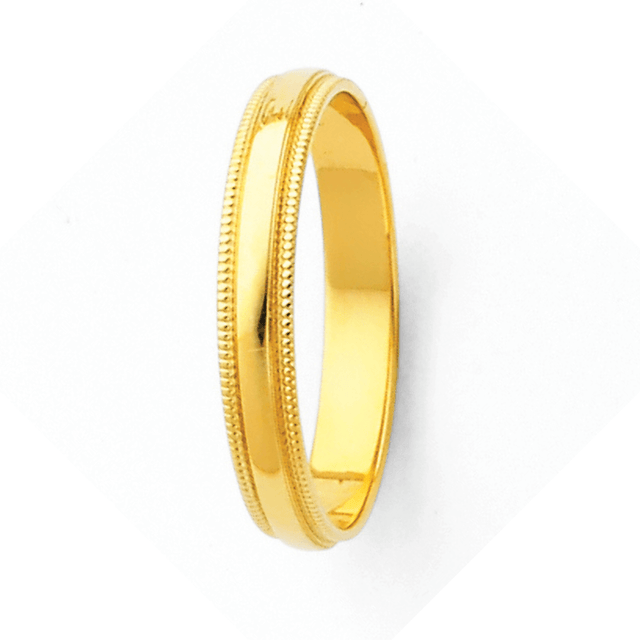 14K Real Yellow Gold 3.0mm-8.0mm Milgrain Regular Fit Wedding Band