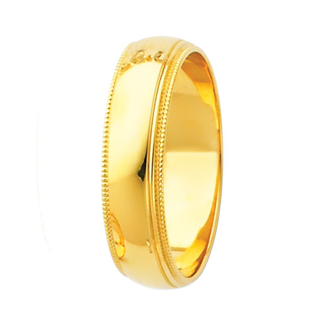 14K Real Yellow Gold 3.0mm-8.0mm Milgrain Regular Fit Wedding Band