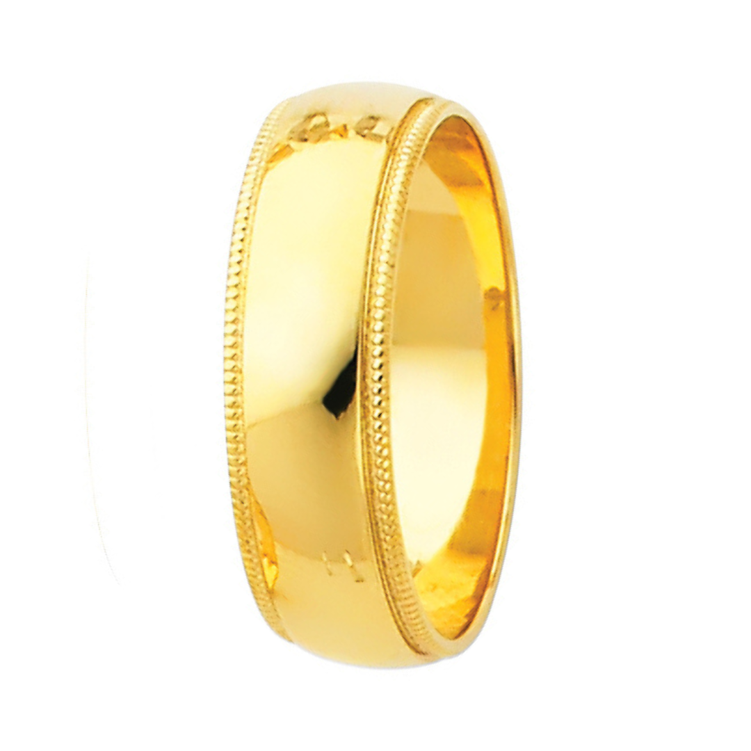 14K Real Yellow Gold 3.0mm-8.0mm Milgrain Regular Fit Wedding Band