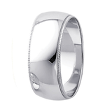 14K Real Yellow Gold 3.0mm-8.0mm Milgrain Regular Fit Wedding Band