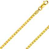 14K REAL Solid Yellow or White Gold 0.6mm-2.5mm 4 Sides Diamond Cut Box Chain