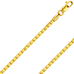 14K REAL Solid Yellow or White Gold 0.6mm-2.5mm 4 Sides Diamond Cut Box Chain – Width 2.50mm, Metal Color Yellow