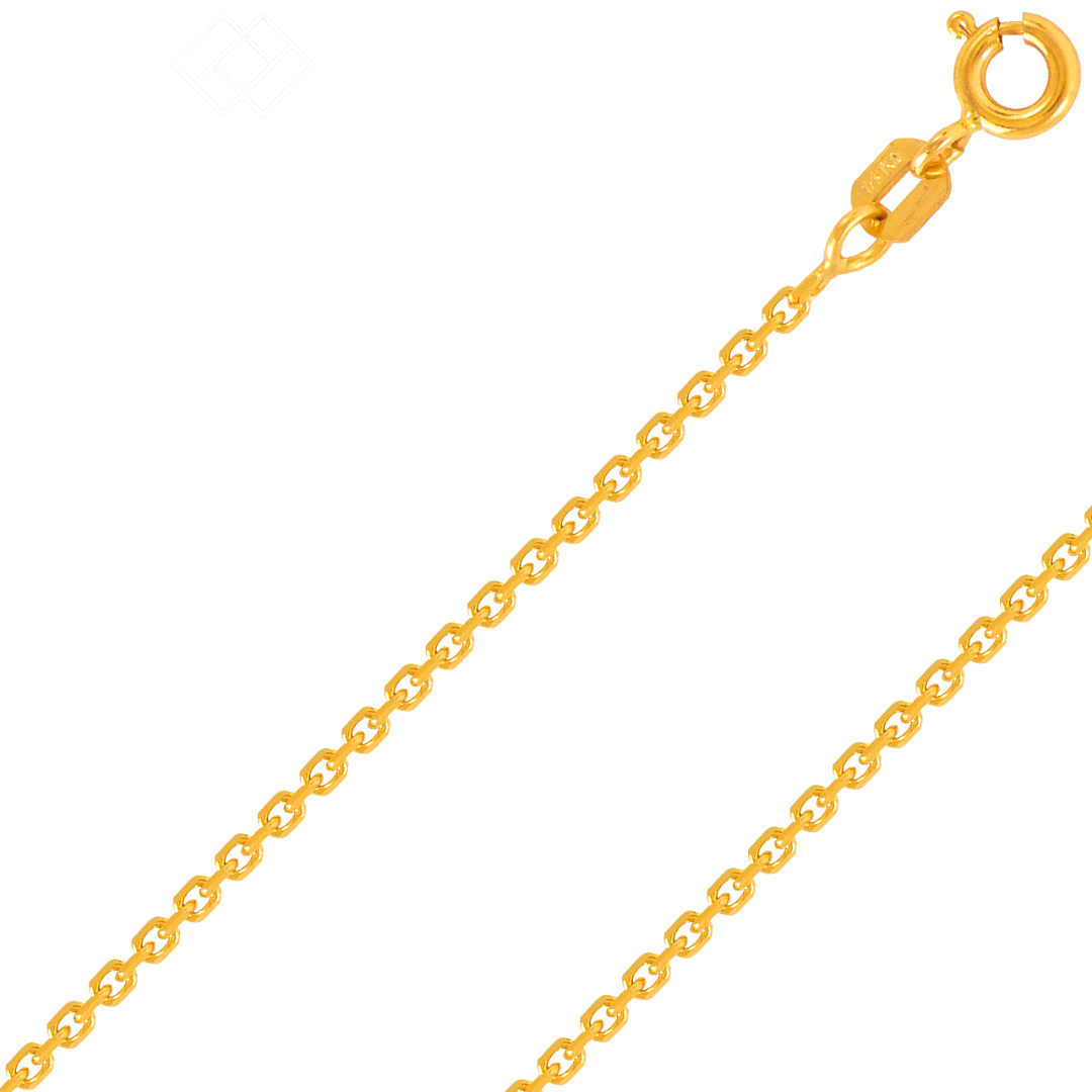 Cadena tipo cable de oro amarillo, blanco o rosa de 14 quilates de 1,0 mm a 2,0 mm 