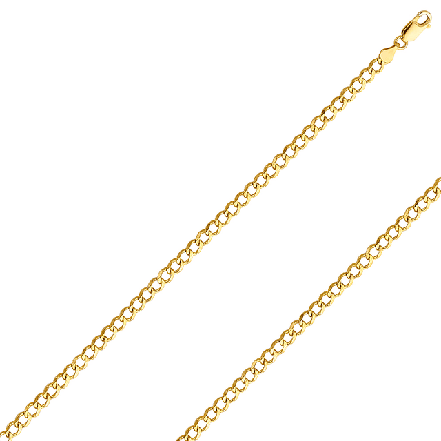 10K REAL Solid Yellow Gold 1.50mm-11.50mm Diamond Cut Curb CUBAN Chain – Width 2.00mm, Metal Color Yellow