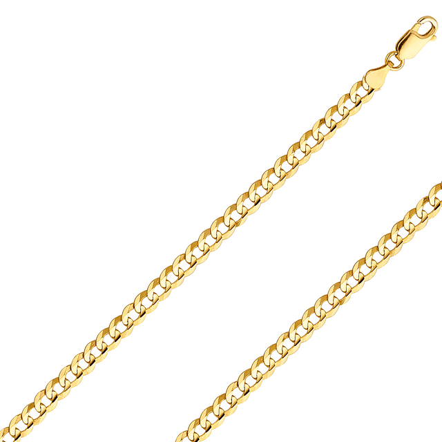 10K REAL Solid Yellow Gold 1.50mm-11.50mm Diamond Cut Curb CUBAN Chain – Width 3.00mm, Metal Color Yellow