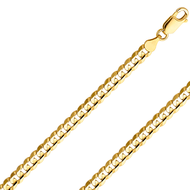 10K REAL Solid Yellow Gold 1.50mm-11.50mm Diamond Cut Curb CUBAN Chain – Width 4.00mm, Metal Color Yellow