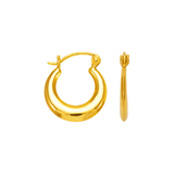 Brincos de argola de camarão oco em ouro amarelo 14K 