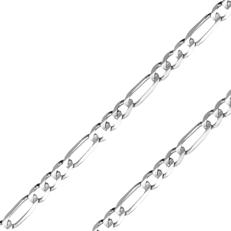 Shimmering Diamond Cut Finish FIGARO White Gold Chain | Italian Fashions