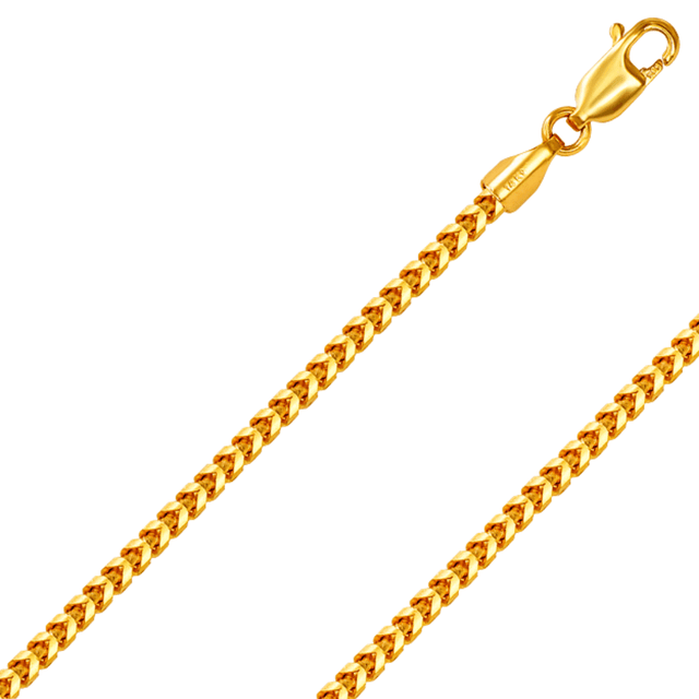 10K REAL Solid Yellow Gold 1.20mm-3.25mm Diamond Cut FRANCO Chain with sturdy clasp detail.